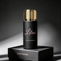 Flacon de parfum cylindrique de luxe en verre brillant haut de gamme, avec bouchon personnalisé à logo estampé à chaud, flacon vide pour parfum avec boîte cadeau