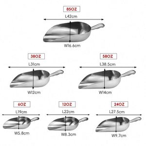 Pala de aluminio multi-tamaño (6/12/24/38/58/85oz) para hielo, alimentos, palomitas, dulces, granos, harina, frijoles, para bar, cocina, supermercado - Product Image 2