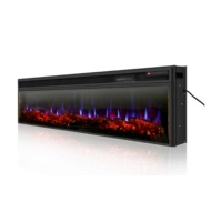 Cheminée électrique encastrée ultrafine 3d led moderne, simulation de flamme de feu, décoration murale avec chauffage