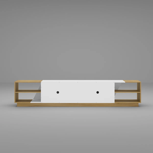 ตู้วางที<span class=keywords><strong>ว</strong></span>ีสไตล์โมเดิร์นสำหรับห้องนั่งเล่น ดีไซน์เรียบหรู พร้อมบานประตูทรงเรขาคณิต <span class=keywords><strong>ชั้น</strong></span><span class=keywords><strong>ว</strong></span>างแบบเปิด สีโอ๊คขา<span class=keywords><strong>ว</strong></span> - Product Image 4