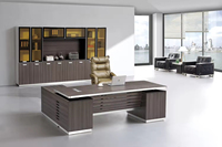 Table de bureau moderne de petite taille, extensible, pour personnel, avec panneau en bois couleur foncée et acier inoxydable modulaire, vente en gros