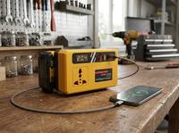 Convertisseur d'énergie intelligent portable jaune multifonction avec port USB Type-C pour la maison et l'extérieur, batterie au lithium, alimentation de secours