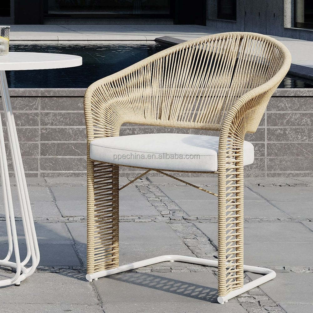 Wholesale Modern Design Stainless Steel Outdoor Furniture Steel Chairs And Rope Woven Chair Outdoor