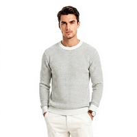 Pull classique à col rond pour homme, automne/hiver, tricot de luxe haut de gamme, chaud, respirant, extensible, anti-boulochage, décontracté