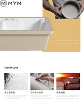 Lavabo rectangulaire en céramique Meiyani à poser sous le comptoir, petit lavabo domestique à cuve unique, planche à laver, lavabo à laver le linge