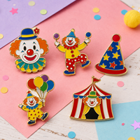 Broche en émail souple personnalisée, motif clown de cirque coloré, tente de cirque, chapeau de fête, ballon, jongleur, clown, en métal