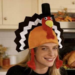 Accesorios de Decoración para Fiestas de Disfraces, Sombreros de Pavo de Peluche para el Día de Acción de Gracias, Sombreros de Disfraces Novedosos - Product Image 1