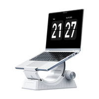 Support pour ordinateur portable avec levage par bouton, design ergonomique pour le bureau, réglable en hauteur de 136 à 212 mm pour un confort optimal de la colonne vertébrale