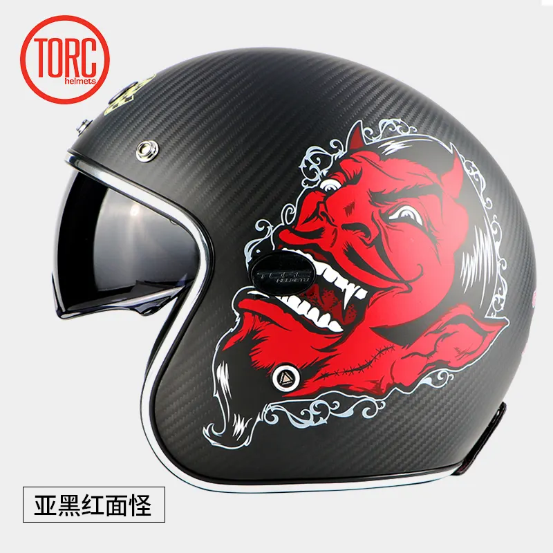 TORC carbon fiber helmet Motorcycle Vintage racing helmet Motorbike Jet Open face retro 3/4 helmet V587 approve ECE