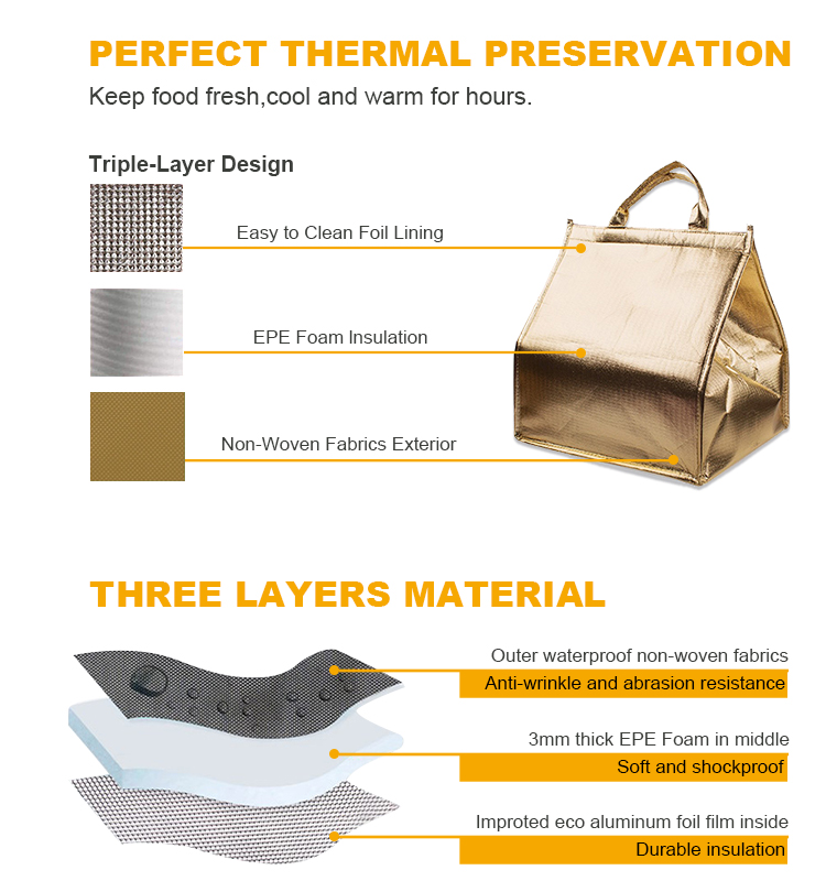 Portable Lunch Oversized Outdoor Cooler Bag, Extra Large Heavy Duty Custom Reusable Tote Food Delivery Bag