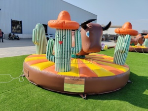 Taureau de rodéo gonflable commercial en PVC sans alimentation électrique pour enfants, idéal pour les fêtes de carnaval, les fêtes de jardin et la location d'équipements de divertissement. - Product Image 4
