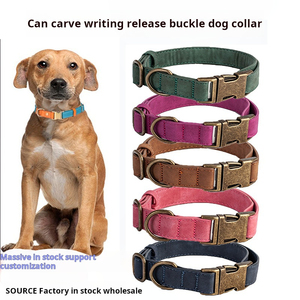 Cintas de hebilla de aleación acolchada de nailon con estampado sólido Collar de perro mascota de cuero grabado para mascotas - Product Image 3