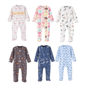 Mono de fibra de bambú con estampado personalizado de fábrica, pijama con cremallera de dibujos animados para niños, patrón de nubes, mono de manga larga para niña - Product Image 6