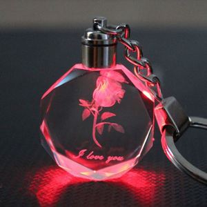 High-Quality K9 <b>Islamic</b> Crystal Keychain LED Flashing Custom Carve Family Photo <b>Frame</b> Souvenir Gifts Glass Keyring Chain - Product Image 3