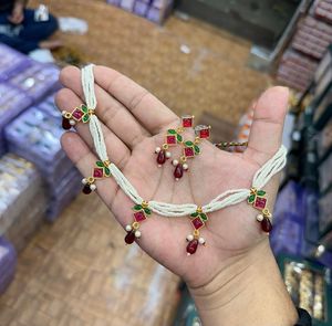 Bijoux de mode de mariée élégants du fabricant indien Top-Zircon en acier inoxydable plaqué or AD CZ Kundan de qualité supérieure - Product Image 2