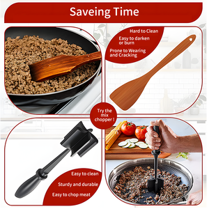 Utensilios de Cocina Resistentes al Calor, Triturador de Carne de Nylon Antiadherente para Hamburguesas, Picador de Carne Picada, Triturador de Patatas, Ensaladas, Tomates y Carne - Product Image 4