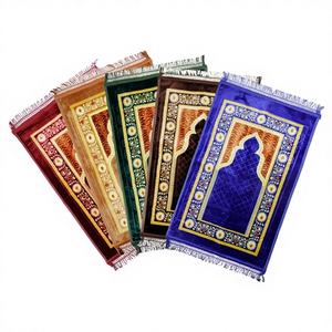 Tapis de prière musulman pliable, rembourré, lavable, avec logo personnalisé, vert carré, fabriqué à la machine, en polyester et coton, portable - Product Image 2