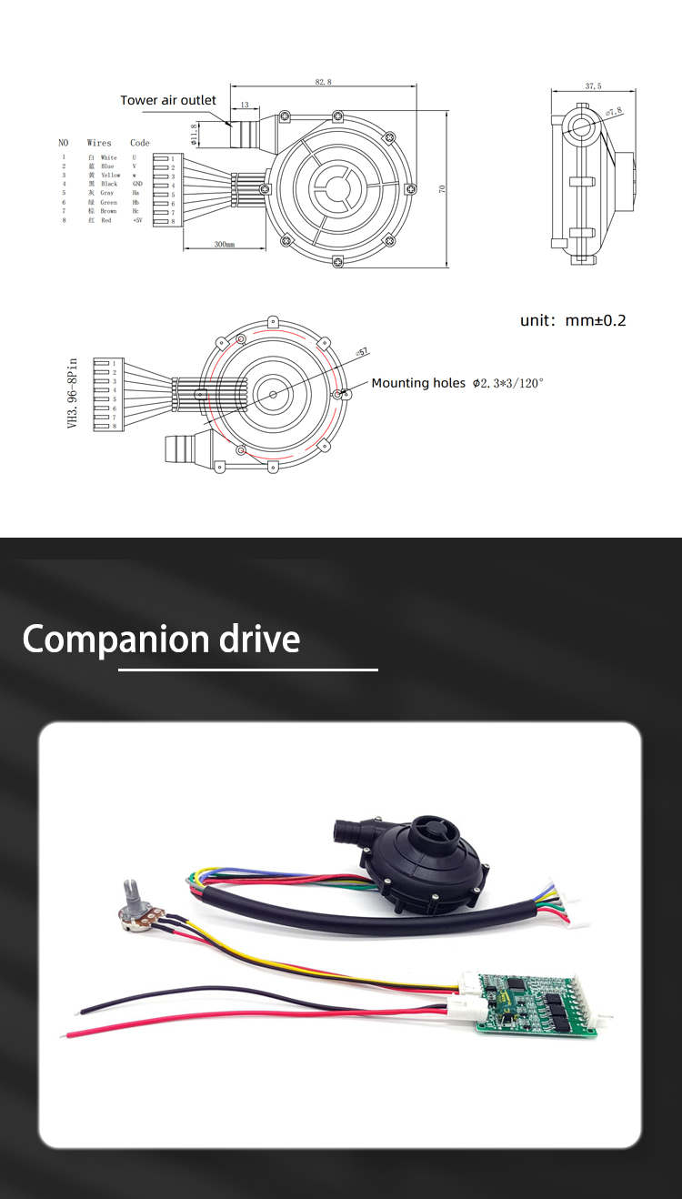 Brushless DC Blower 7040 24v with Inflatable Mini Portable Centrifugal Blower DC brushless fan(图3)