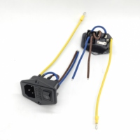 Prise de panneau d'alimentation CA 10A 250V noire avec adaptateur de câble IEC 320 C13 C14, connecteur d'entrée avec fusible et interrupteur à bascule rouge
