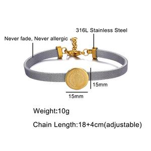 Vente en gros Bracelet de montre Saint-Benoît en acier inoxydable plaqué or 18 carats Bijoux en perles pour prêtres catholiques pour cadeau - Product Image 4