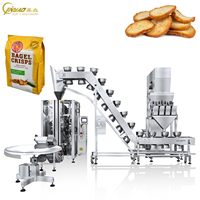 Bagel Crisp mesin kemasan vertikal Quad segel dengan 4 kepala timbangan dua Set Conveyor menyelesaikan langit-langit tinggi masalah terbatas