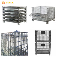 Conteneurs de stockage en acier métallique à mailles, pliables, empilables, portables, soudés pour l'industrie