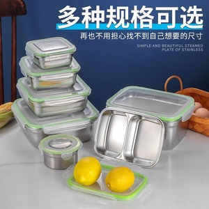 Stainless Steel Food Storage Box Rectangular Clip On Lid Kitchen <b>Refrigerator</b> <b>Container</b> Travel Use - Product Image 2