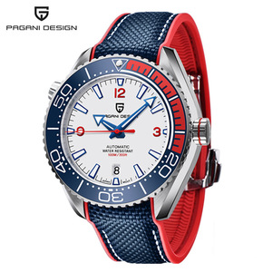 Pagani Design Men's Mechanical <b>Watch</b> Automatic Water Resistant 100M Diver Blue Red Strap Stainless Steel <b>Case</b> PD-1679 - Product Image 5