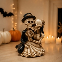 Figurine en résine de mariée et marié squelettes, style gothique, pour décoration d'Halloween – Meilleure vente
