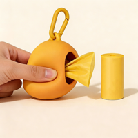 Support de sacs à déjections canines en silicone en forme de mangue, distributeur de sacs à déchets rechargeable avec mousqueton, accessoire de laisse pour animaux de compagnie pour la promenade en extérieur