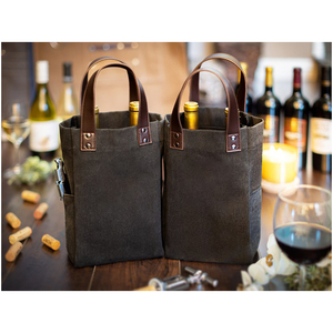 Xách tay chai rượu Túi Vải đôi rượu Caddy túi da xử lý rượu vang tàu sân bay rượu sâm banh bia Túi Quà Tặng - Product Image 4