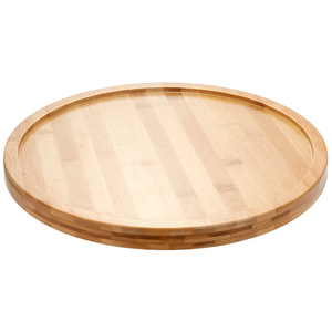 Bamboo Lazy Susan Organizer wooden kitchen Turntable Rotating Spinning Storage Container