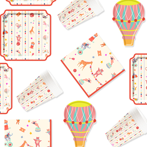 DAMAI - Decoración para Fiestas de Carnaval, Tema de Circo, Platos y Servilletas de Papel para Cumpleaños, Juego con Vasos y Pajitas para 8 Personas - Product Image 2