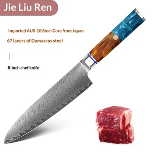 Couteau de chef Damas ambidextre en bois, importé de Chine, avec cœur en acier AUS-10, semi-fait main, traité thermiquement, style occidental pour la cuisine - Product Image 2