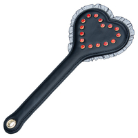 BDSM - Pagaie de fustigation en cuir PU noir 100% imperméable avec design de masque - Outil interactif pour l'entraînement, la soumission et la discipline