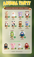 Figurines d'action anime de collection de la série Lulu Piggy Animal Party, décorations mignonnes, boîte mystère pour ornement de bureau