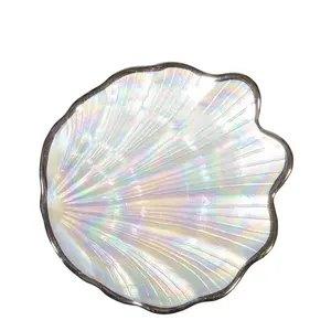 Shell Shape Glass Charger Plate Wedding Charger Plate Glass With Gold Rim