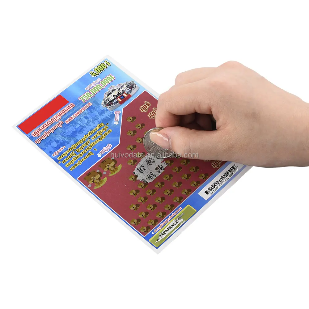 Benutzer definierte digitale Variable Scratch Tickets Voll farbdruck Lotterie Scratch Cards Lucky Lottery Tickets
