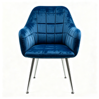 Chaise de salle à manger moderne avec accoudoirs en velours et pieds en métal argenté poli pour la décoration de la maison, du restaurant et de l'hôtel