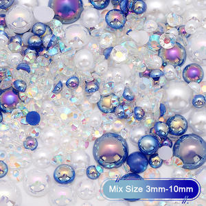 Fai da te <span class=keywords><strong>3</strong></span>-10mm Mix Size AB Flat Back mezza perla resina strass perline rotonde per Nail Art case del telefono decorazione Stick Making - Product Image 3