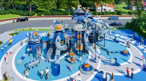 Série de toboggans extérieurs Space Rocket : équipement de jeux pour enfants utilisable dans les espaces publics des communautés résidentielles. - Product Image 4