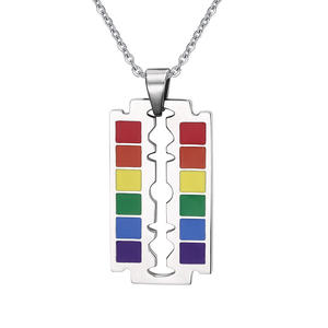 2023 Arco Iris amigos joyería Lgbt orgullo Gay collar hoja de afeitar Collar para hombre - Product Image 1