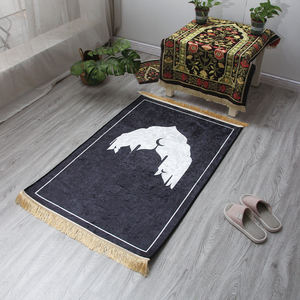 Tapis imprimé jacquard antidérapant Tapis de prière en mousseline à motif abstrait fabriqué à la machine - Product Image 1