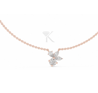 Collier en Y pour femme KRUP JEWELS avec diamant de laboratoire floral, pendentif goutte en or massif motif vigne botanique, pendentif lariat cascade naturel