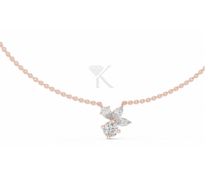 Collar con colgante de diamante talla pera en forma de Y, de oro macizo de 14K, con diseño de enredadera botánica, colgante colgante en cascada, de diamante cultivado en laboratorio, llamativo y de alta joyería - Product Image 4