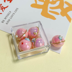 Peint à la main bricolage téléphone portable Bracelet chaîne accessoires crème poli trou droit Lucite perles crème chaîne perles en vrac - Product Image 4