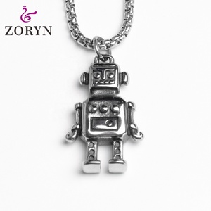 Pendentif Robot Vintage en Acier Inoxydable Cyberpunk Tech Geek Rétro Jouet Articulé en Acier Titane Bijou Tendance pour Hommes et Femmes - Product Image 1