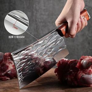 Factory direct stock of forged, thickened, water-ripple mirror-finish sharp cleavers, kitchen <b>knives</b>, <b>bone</b>-chopping and slicing - Product Image 2