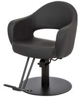 Chaise de Barbier Hydraulique Pivotante en Cuir PU Noir avec Base Métallique et Dossier Ouvert pour Salon de Coiffure