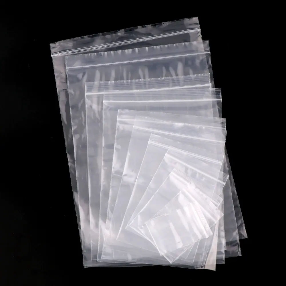 Fabrika stok gıda sınıfı kavrama kendini basın LDPE PE plastik şeffaf yeniden kapatılabilir kilitli Zip kilit çanta satılık
